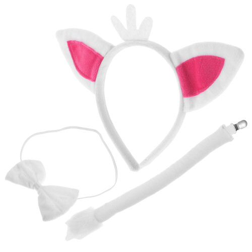 5Sets Cute White Fox Ears Tail Headband Polyester Animal Costume Set 2