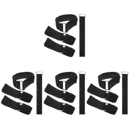 16Pcs Adjustable Hook and Loop Storage Straps Durable Nylon Black 1