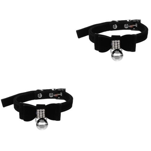 2Stk Schwarze Katzenhalsbänder Mit Glöckchen Und , Elegant 2