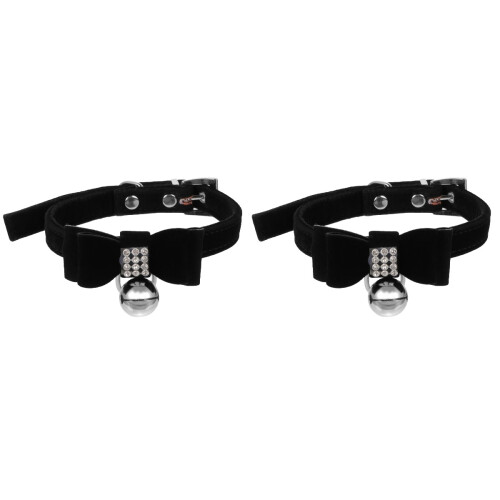 2Stk Schwarze Katzenhalsbänder Mit Glöckchen Und , Elegant 1