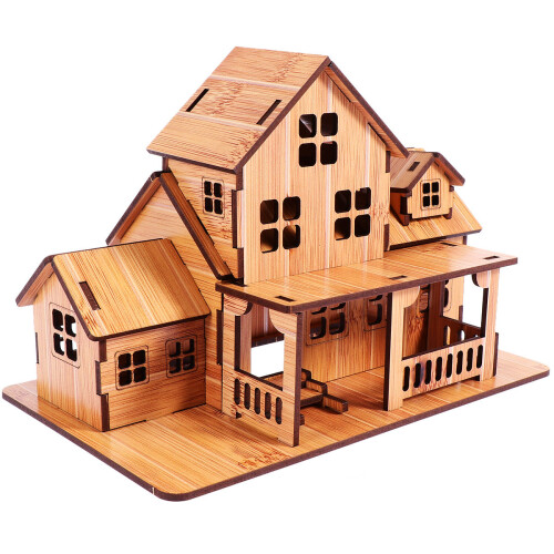 3Pcs Diy Assembling House Wooden Model Educational Toy Craft Decor 1