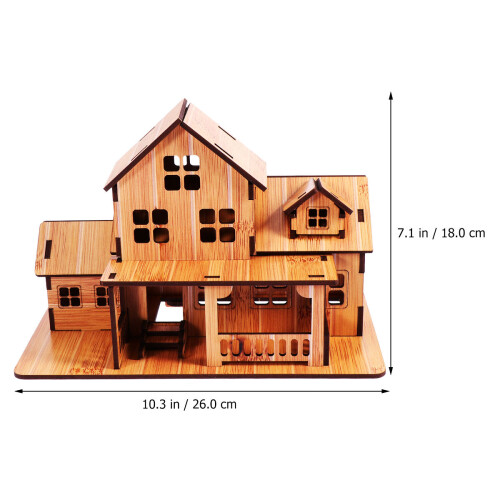 3Pcs Diy Assembling House Wooden Model Educational Toy Craft Decor 2