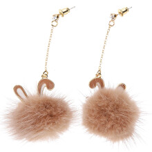 4Pairs Coffee Pom Ear Drop Earrings Womens Plush Ball Fashion Jewelry
