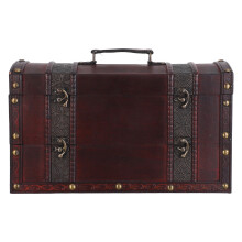 Wooden Box Brown Retro Double Layer Storage Case