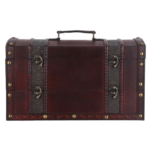 Wooden Box Brown Retro Double Layer Storage Case