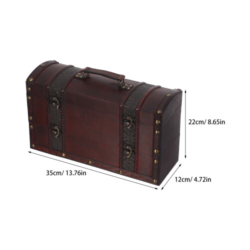 Wooden Box Brown Retro Double Layer Storage Case 1