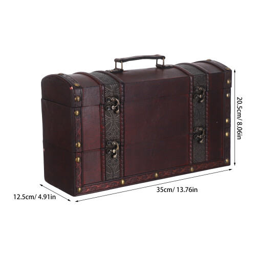 Wooden Box Brown Retro Double Layer Storage Case 2