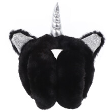 3Pcs Black Super Soft Unicorn Plush Ear Covers for Winter