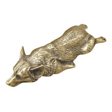3Pcs Miniature Golden Brass Dog Decor Fine Craft Small Desktop Statues