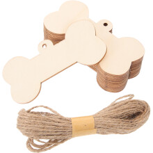 4 Sets Wooden Bone Cutouts For Diy Paintable Dog Tags
