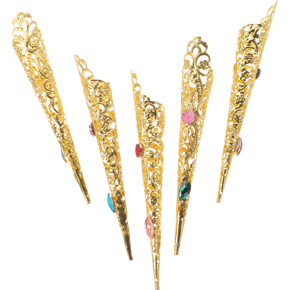 Villcase 15Pcs Golden Aluminum Alloy Fingertip Nail Rings For Halloween Cosplay