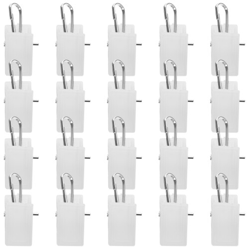 100Pcs White Hanging Clips with Hooks Plastic Curtain Clips for Drapes