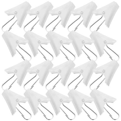 100Pcs White Hanging Clips with Hooks Plastic Curtain Clips for Drapes 2