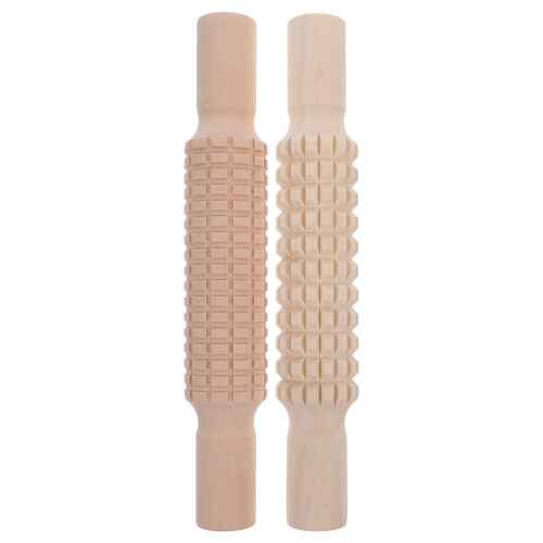 Set Of 2 Baking Roller Kids Rolling Pin Craft Polymer Clay Texture