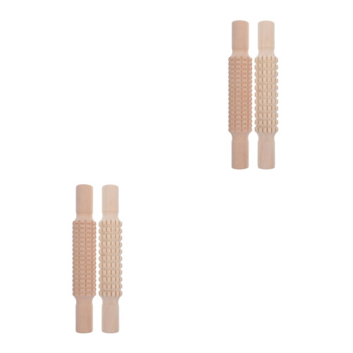 Set Of 2 Baking Roller Kids Rolling Pin Craft Polymer Clay Texture 2