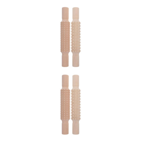 Set Of 2 Baking Roller Kids Rolling Pin Craft Polymer Clay Texture 1