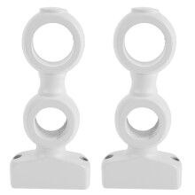 2Pcs White Wooden Curtain Rod Holders Double Rod Wall Mounted Brackets