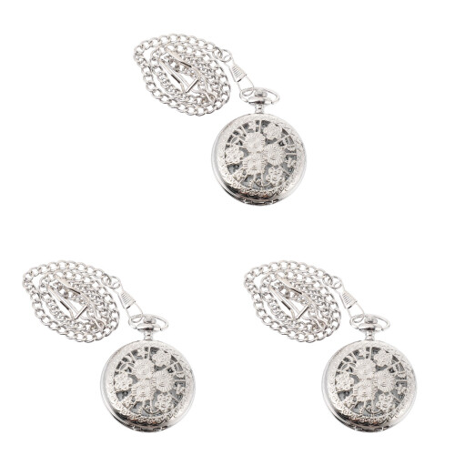 3 Pcs Pocket Watch Metal Clock 1