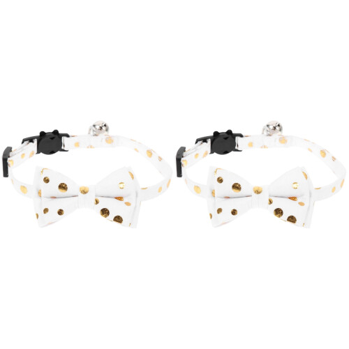 2pcs Cat Collar White The Dog Leopard Print Cotton Polyester 1
