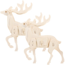 4 Pcs Animal Puzzle Toys Interactive Wooden Jigsaws Diy Deer Type