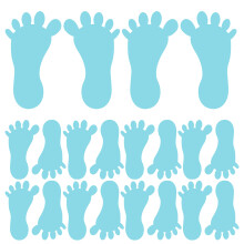 96Pcs Eva Sky-Blue Footprint Wall Stickers for Classroom and Home
