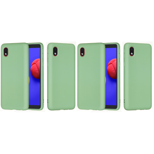 2Pièces Cover Téléphone Silicone Vert Design Simple Résistant 1