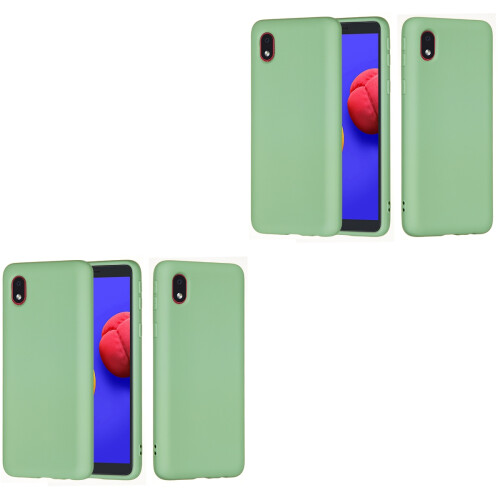 2Pièces Cover Téléphone Silicone Vert Design Simple Résistant 2