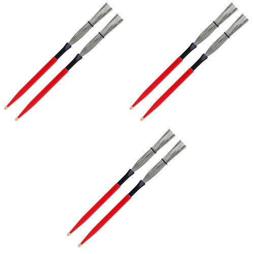 3Pairs Compact Steel Drum Wire Brushes for Jazz Drums 2