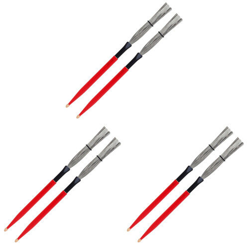 3Pairs Compact Steel Drum Wire Brushes for Jazz Drums 1