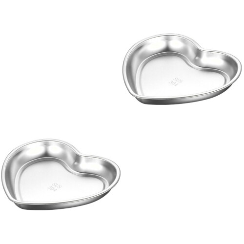 2 Pieces Heart Shaped Plate Kitchen Tabletop Snack Tray Serving Bowl 2