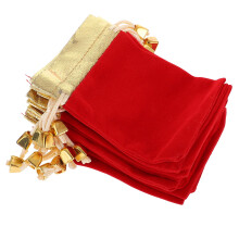 50Pcs Red Velour Drawstring Jewelry Bags Lightweight Gift Pouches