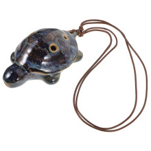 3Stk Keramik Ocarina 6-Loch Turtle Dunkelblau Anfänger Blasinstrument