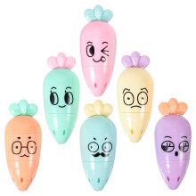 6 pcs compact carrot-shaped highlighters for study and art