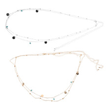 2Pcs Assorted Color Metal Belly Chain Adjustable Waist Body Jewelry