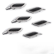6PCS Silver Car Fender Vent Trim Stickers ABS Sporty Hood Louvers Universal Fit Exterior Accessories