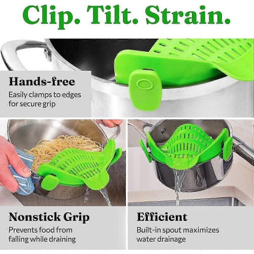 Snap N Strain Pot Strainer And Pasta Strainer-lime Green 2