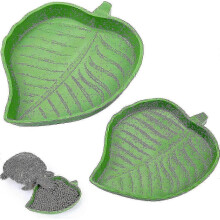 2 Pieces Leaf Reptile Food Water Bowl Plate Dish for Tortoise Corn Snake Crawl Pet Drinking And Eating, 2 Sizes Hwy