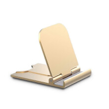 (Gold) Portable Mobile Phone Stand Multi-angle Adjustable Desktop Cell Phone Holder Lightweight Table Desk Mount-yujia