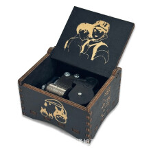 (1) Creative Wooden Music Box Hand-Wound Music Box Laser-Engraved Solid Wood Decorative Toy Gift