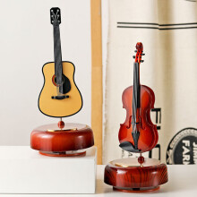 (YL2051) Creative Vintage Guitar Music Box Ornament Rotating Musical Jewelry Box Birthday Gift for Friends