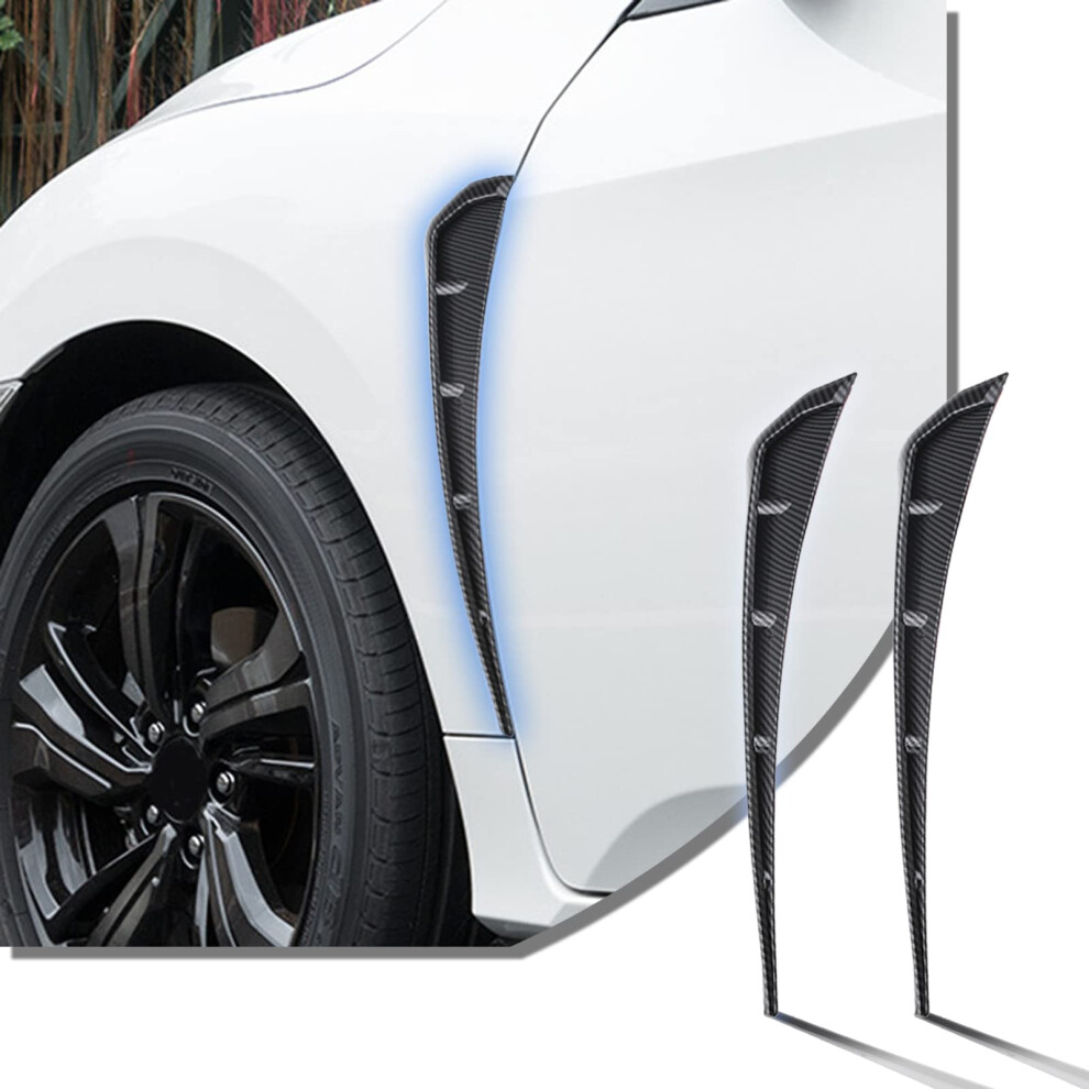 2 Pcs Car Fender Side Vents Abs Carbon Fiber Spoiler Sporty Exterior Styling Universal Black 9070919789762
