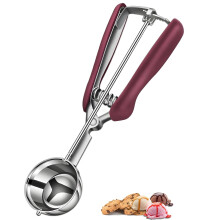 Ice Cream Scoop with Trigger and Ergonomic Rubber Grip, Large Stainless Steel Cookie Dough Scooper