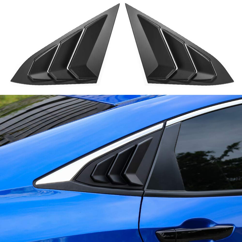 Window Louvers 10Th Gen Sedan Rear Side Covers Sporty Racing Style Matt For Honda Civic Black 9070919790072