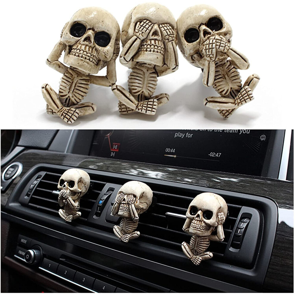 Skull Car Air Freshener Vent Clip With Gothic Skeleton Design For Goth Car Accessories, 3Skull 9113335600515