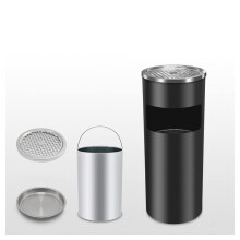 Stainless Steel Outdoor Ashtray Large Capacity 10L Weather Resistant Patio Cigarette Receptacle Black