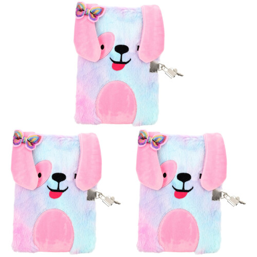 3Pièces Journal Refilable A4 À Couverture Peluche Coloré 2