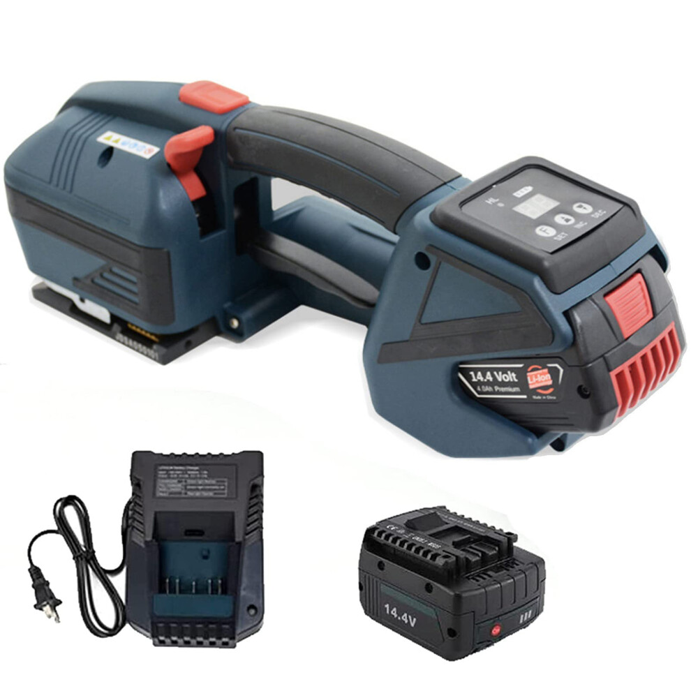 Electric Strapping Machine With Hot Melt Welding, Cordless Automatic Pp Pet Banding Tool For Pallets, 4000Mah Battery 9099447351944