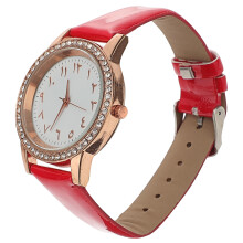 3Pcs Womens Watch Red Casual Diamond Bling Lightweight Design