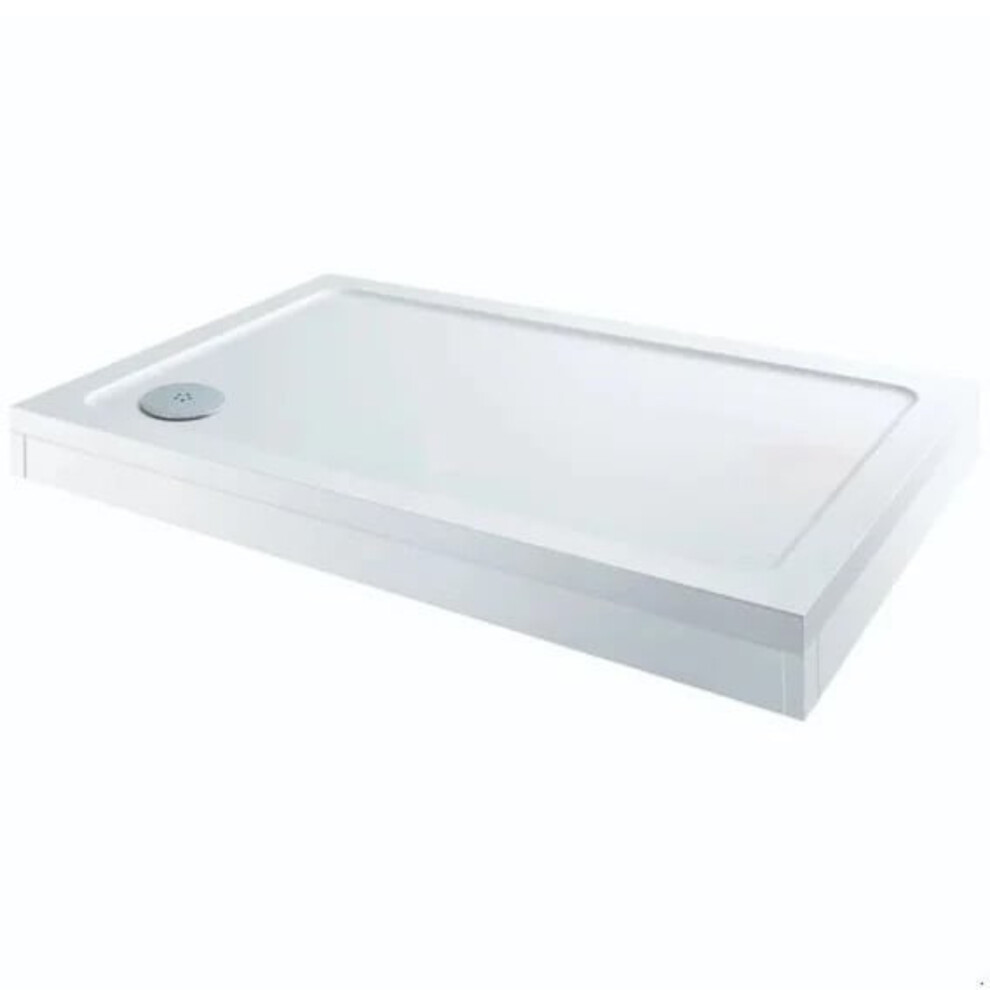 Modern Rectangle Shower Tray 1000 X 800Mm Easy Plumb Slimline Lightweight White 5056093646293