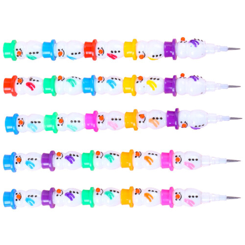20 Pcs Plastic Stacking Pencils Cartoon Writing Stationery Snowman 1